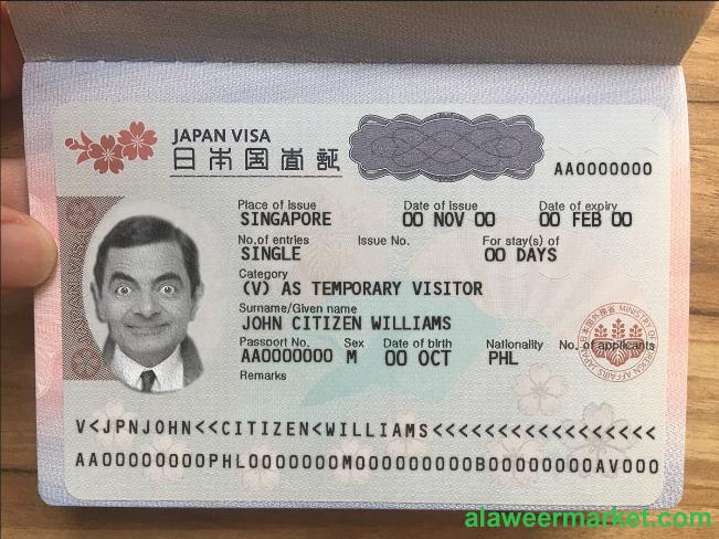 Japan tourist visa template in PSD format, fully editable, photo look